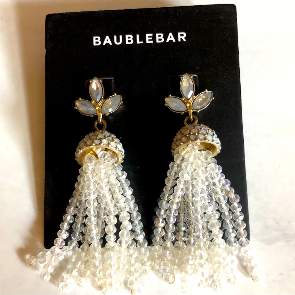 Baublebar crystal silver tassel earrings
